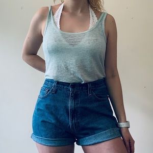 J.Crew turquoise linen tank top